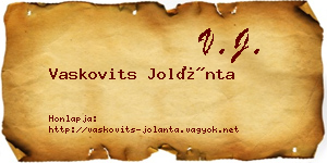 Vaskovits Jolánta névjegykártya